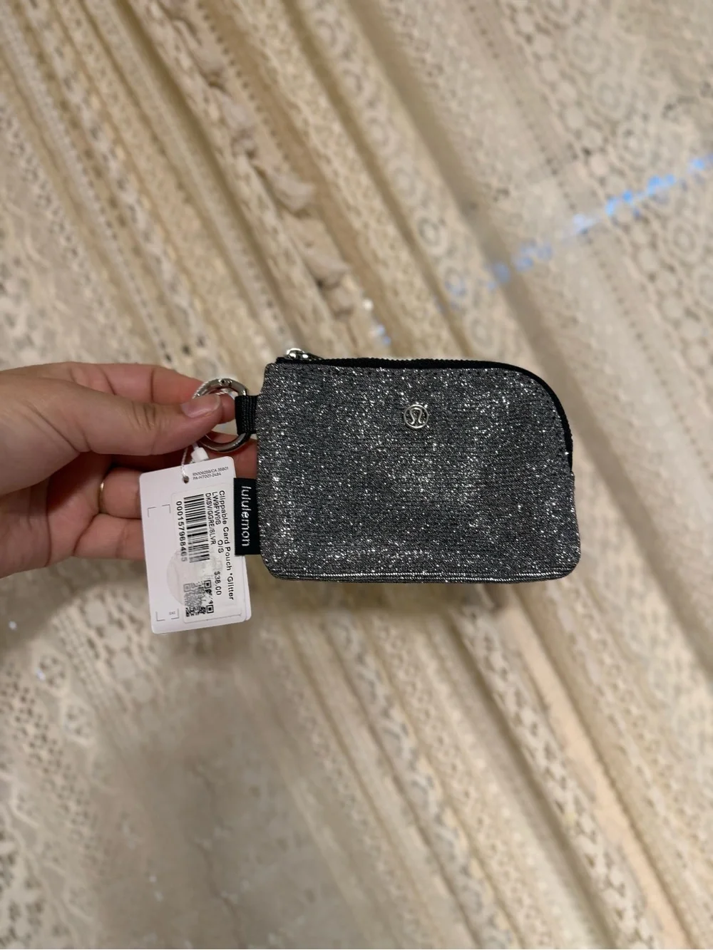 lululemon athletica Metallic Silver Key & Card Pouch